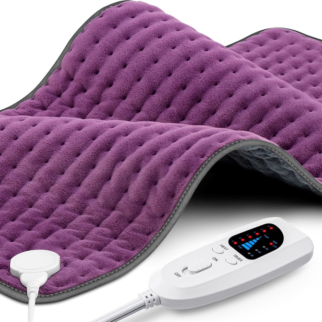 Pad de chauffage XXXL pour le soulagement de la douleur au dos, extra grand paillasson chauffé pour le cou/soudres/legs/genre/feet/rampes, cadeau de fête des mères d'anniversaire pour maman femmes femme grand-mère, 6 paramètres de chaleur, auto-off, 17"x33"