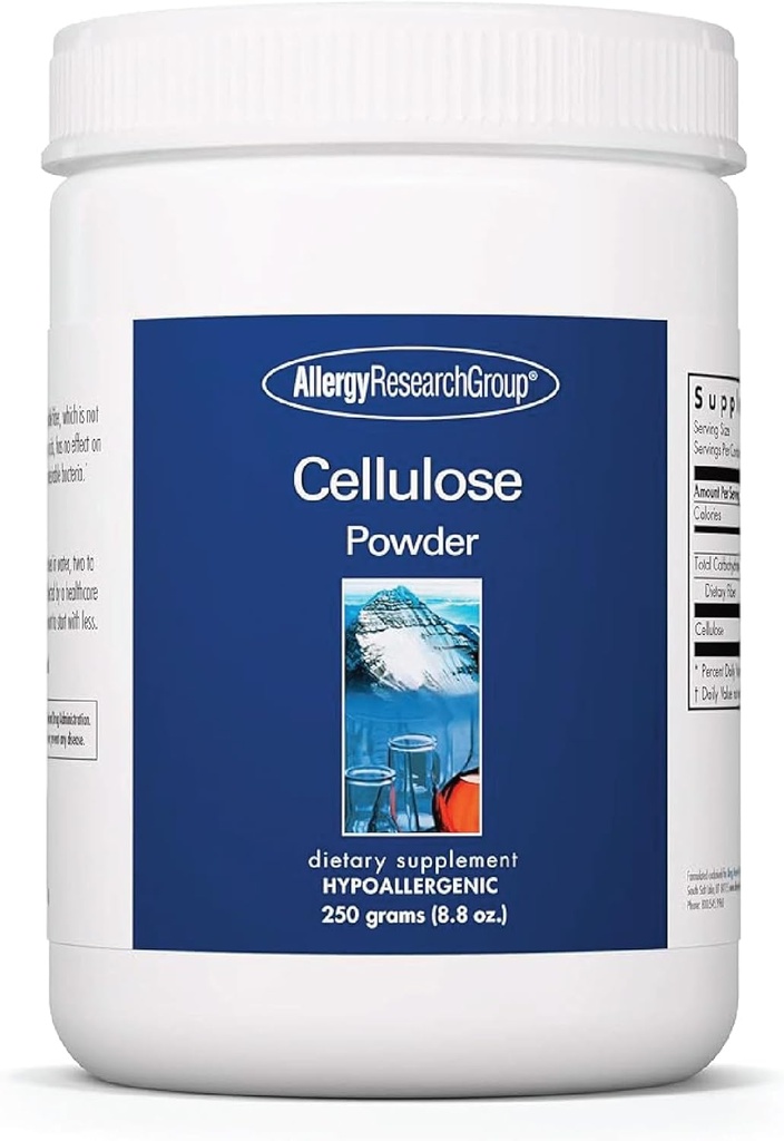 Groupe de recherche sur l'allergie Poudre de cellulose - Poudre de cellulose microcristalline, 2000mg Supplément de fibre insoluble, Cellulose en poudre, non fermentable, hypoallergénique - 8,8 Oz