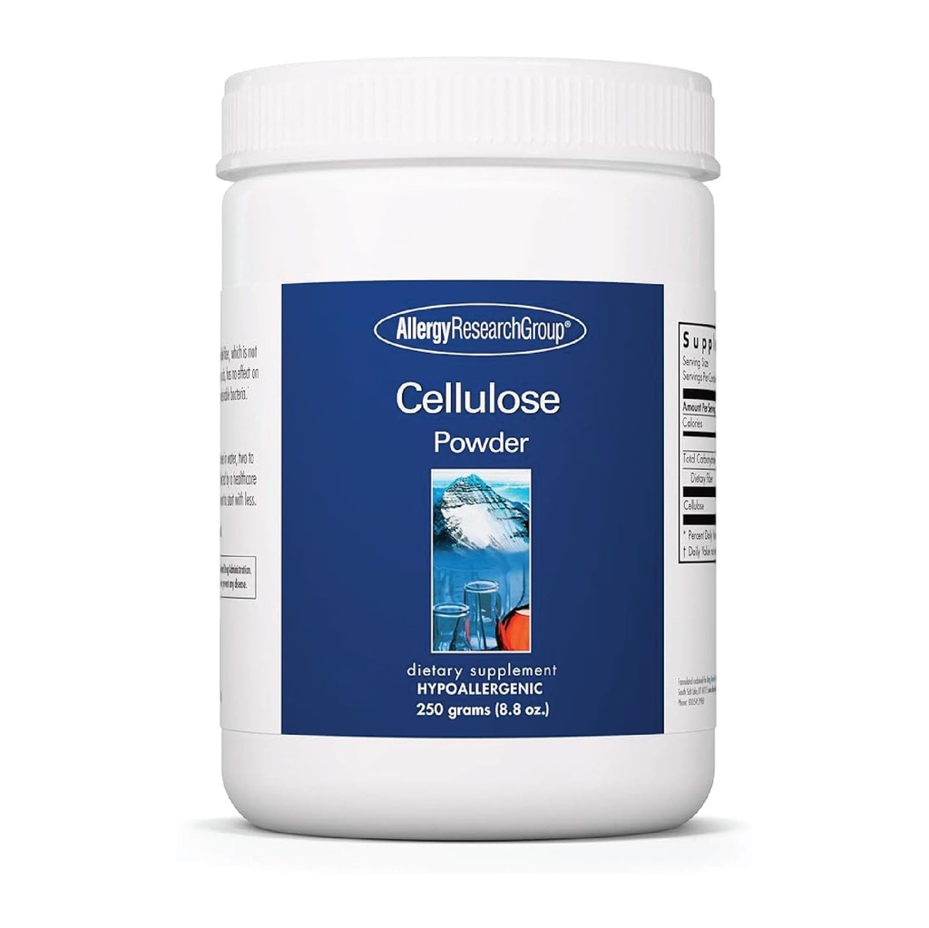 Groupe de recherche sur l'allergie Poudre de cellulose - Poudre de cellulose microcristalline, 2000mg Supplément de fibre insoluble, Cellulose en poudre, non fermentable, hypoallergénique - 8,8 Oz