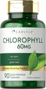 Pilules de chlorophylle de Carlyle 90 Capsules de Pigment naturellement Occurant de Chlorophylle Supplément de concentré de Chlorophylle non-OGM, Complexe sans gluten