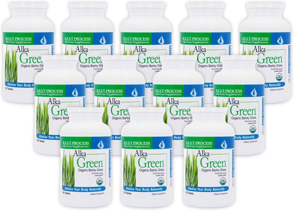 Alka•Comprimés verts (12 packs) Meilleur procédé Alkaline — supplément d'orge biologique sensible aux nutriments — Source naturelle d'enzymes et d'acides aminés