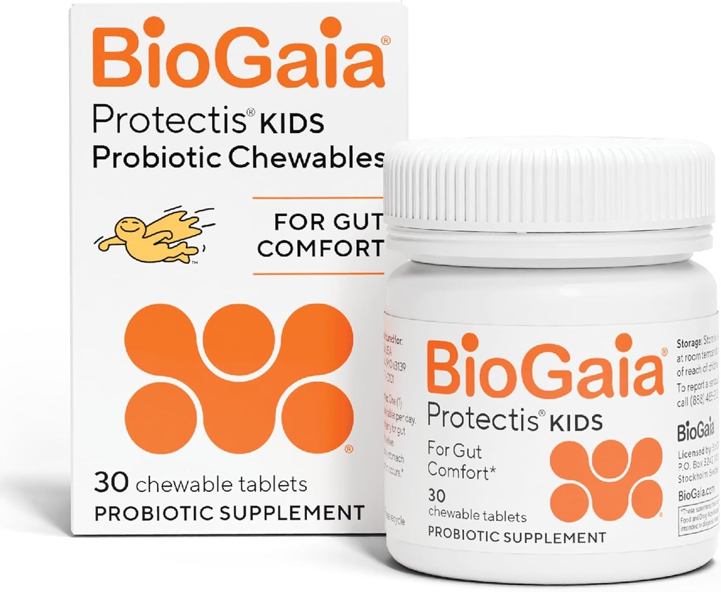 BioGaia Protectis Kids (en anglais seulement) Probiotique pour les enfants de 3 ans et plus (en anglais seulement) Eases Occasional Digestive Issues & Promotes Regularity (en anglais seulement) Allergène, laiterie, soja et sans gluten (en anglais seulement)