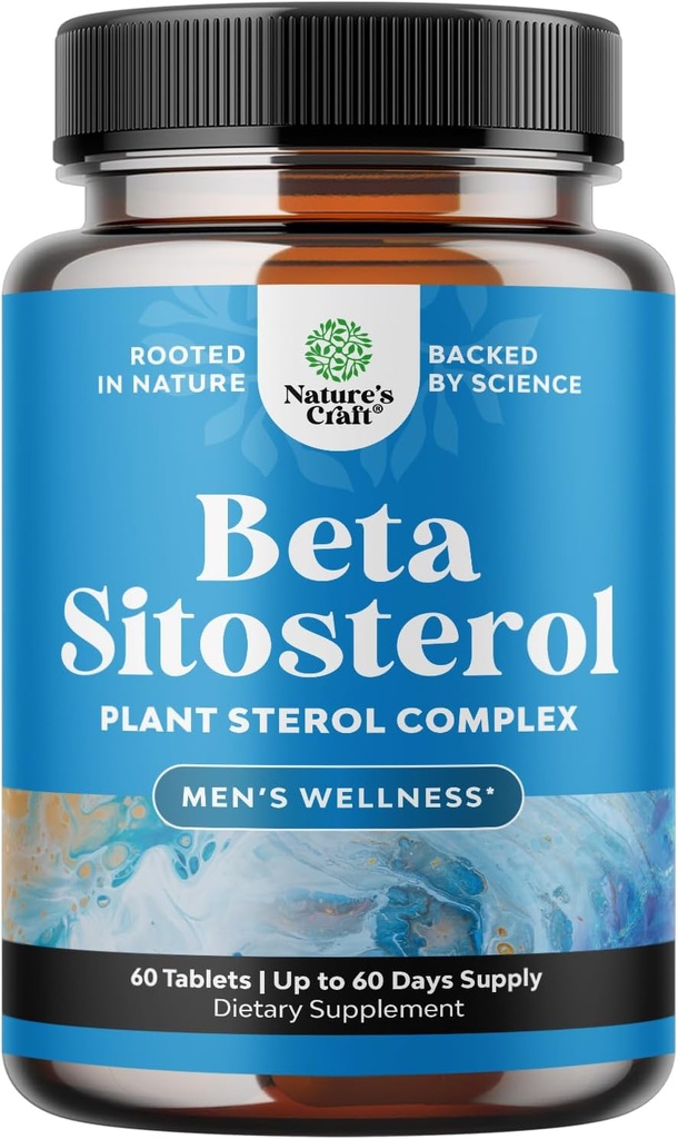 Natures Craft Plant Sterols Complex with Beta Sitostérol - 500mg Beta-Sitostérol Stérols et Stanols Supplément pour le soutien à la prostate - Supplément santé prostate pour les hommes - 60 comprimés