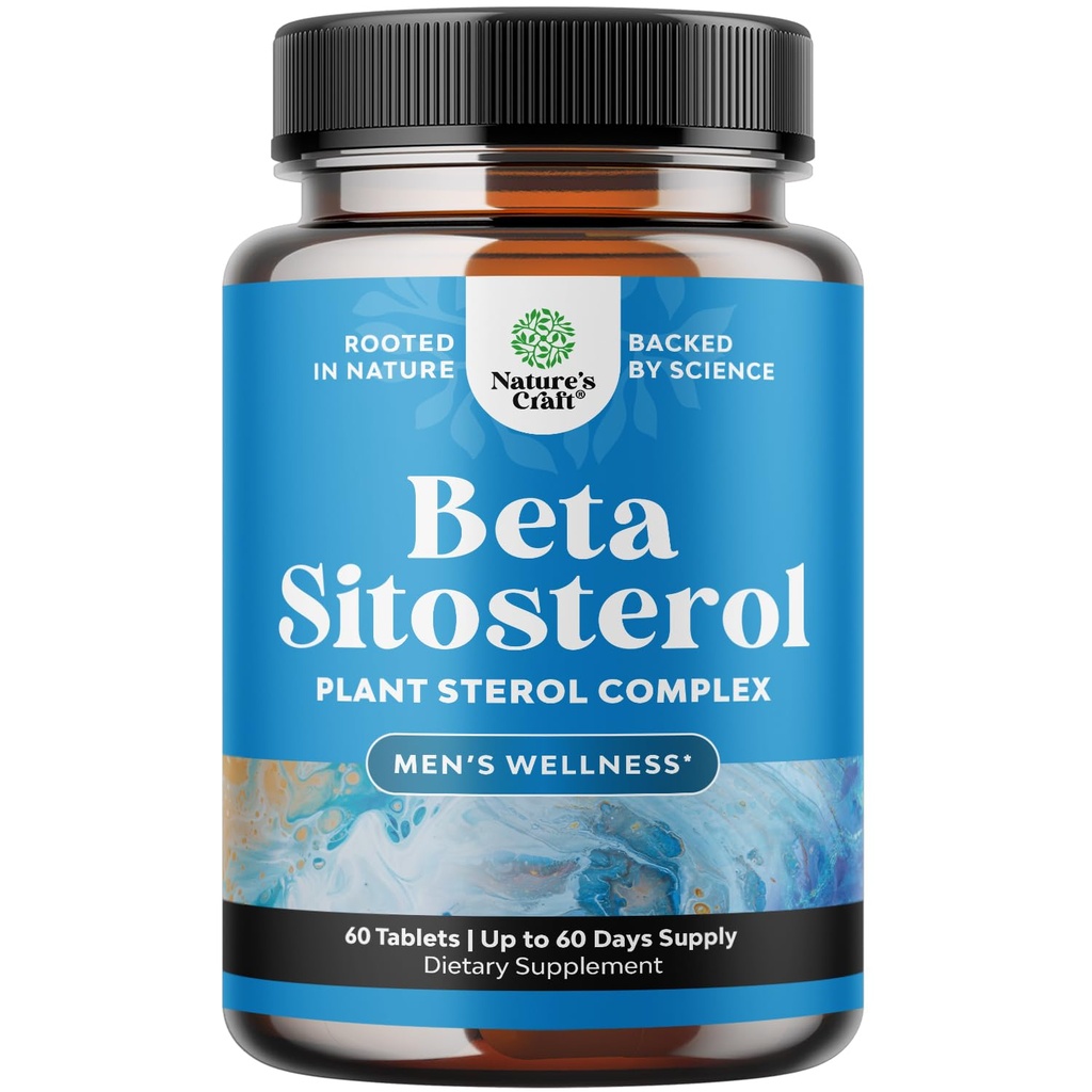 Natures Craft Plant Sterols Complex with Beta Sitostérol - 500mg Beta-Sitostérol Stérols et Stanols Supplément pour le soutien à la prostate - Supplément santé prostate pour les hommes - 60 comprimés