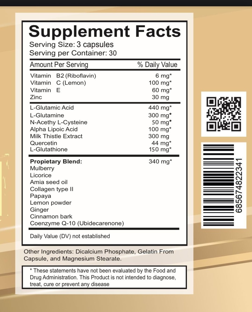 VITAMISAN Glutathion Liposomale, NAC, Thistle de lait, Collagène, Total, 90 Capsules, Fabriqué aux États-Unis, frais