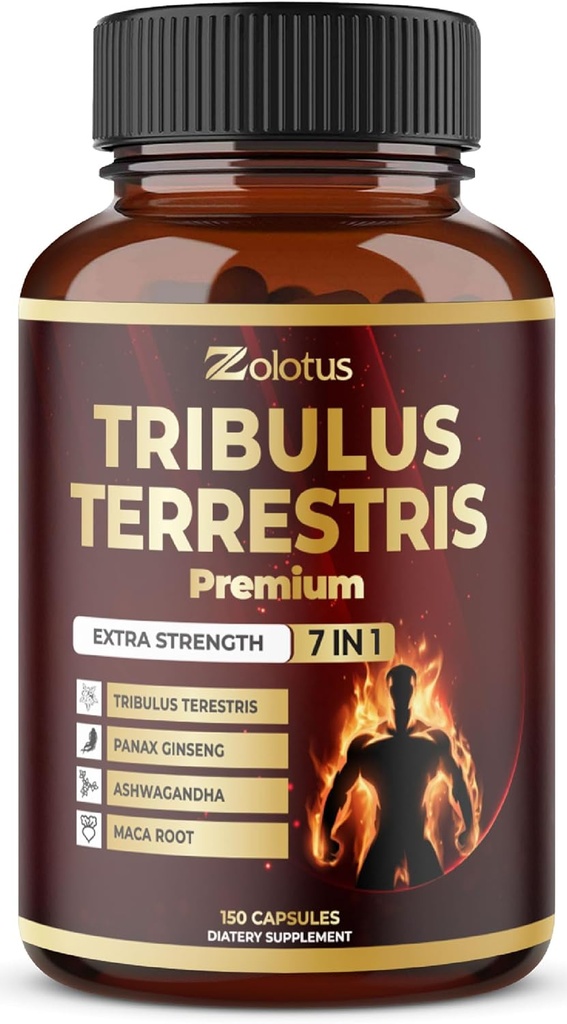Supplément Tribulus Terrestris pour les hommes et les femmes, 5 mois avec Ashwagandha, Panax Ginseng, Saw Palmetto, Maca, Shilajit, 150 comtes