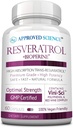 Approved Science® Resveratrol - 1000 mg of Trans Resveratrol - 250 mg of Polyphenol - 98% Purity Level - Includes Bioperine® - 60 Vegan Friendly Capsules - 1 Bottle