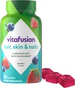 Vitafusion Cheveux, peau et ongles Gommy Vitamines multivitamines, en plus de la biotine et des vitamines antioxydantes C&E, Flaveur de framboises, 135ct (45 jours d'approvisionnement), d'Amérique Numéro Un Gommy Vitamine Marque