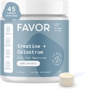 Poudre de créatine et de colostrum bovin - supplément de colostrum monohydraté de la vache créatine, IgG d'immunoglobuline élevée, force, rétablissement musculaire et santé des femmes et des hommes, 45 portions, non aromatisées