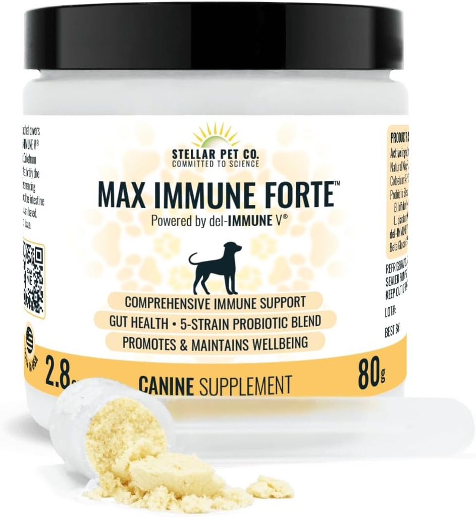 Stellar Biotics for Animals - Max Immune ForteTM for Dogs (Powered by del-Immune V) - Fournit un soutien immunitaire complet
