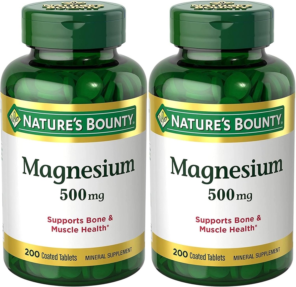 Nature du pays Magnésium, os et santé musculaire, comprimés, 500 Mg, 200 Ct (paquet de 2)