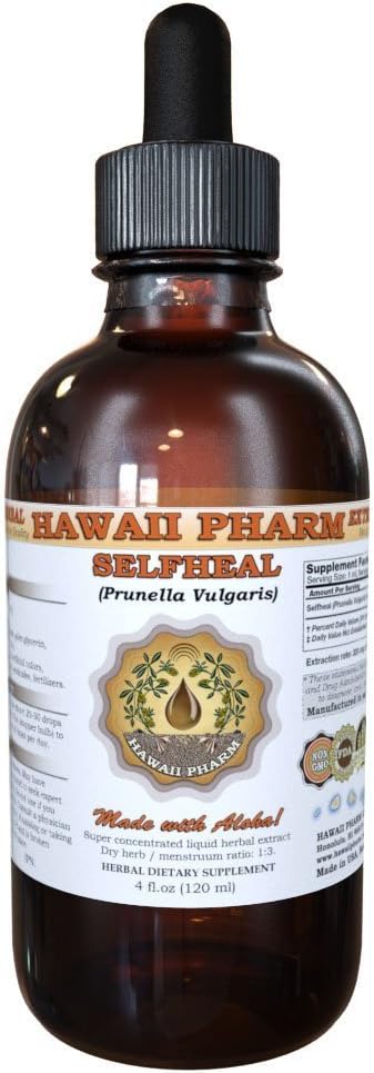 Extrait liquide auto-heal, Selfheal biologique (Prunella Vulgaris) Teinture, supplément à base de plantes, Hawaii Pharm, Fabriqué aux États-Unis, 4 fl.oz