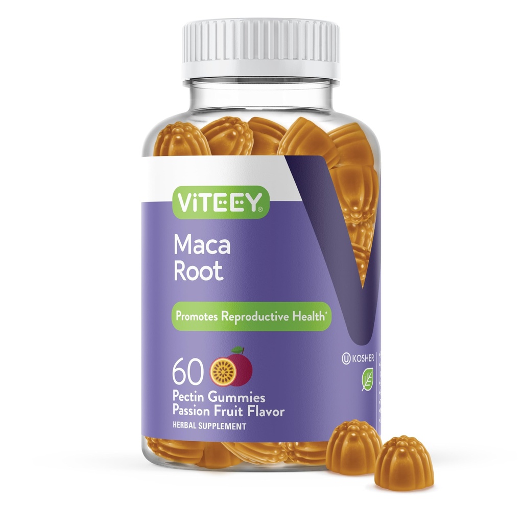 Viteey Black Maca Root Gummies - Support de conduite, de passion et d'énergie - Black Maca Root pour hommes et femmes - Vegan, sans gluten - 60 comtes