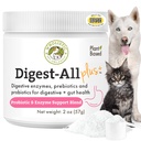 Probiotiques biologiques pour animaux de compagnie pour chiens avec enzymes digestives et fibre prébiotique - 2 Oz - Probiotiques quotidiens pour chats et chiens pour la santé digestive, anti-diarrhée et soutien de la gorgée - Supplément de poudre naturelle