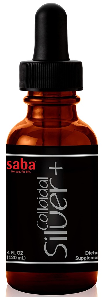 Saba Colloïdal Argent 50PPM, 4Fl Oz.- Bien-être saisonnier, Immune Support -Ce produit multi-usages est pratique pour plusieurs des petits accidents de vie. C'est une nécessité dans chaque ménage -24 services