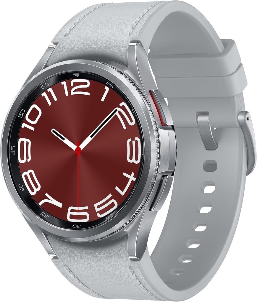 SAMSUNG Galaxy Watch 6 Classic 43mm Bluetooth Smartwatch, Lunette tournante, Fitness Tracker, Zones HR personnalisées, Entraînement avancé de sommeil, Heart Monitor, BIA Sensor, Health Insights, version américaine Argent