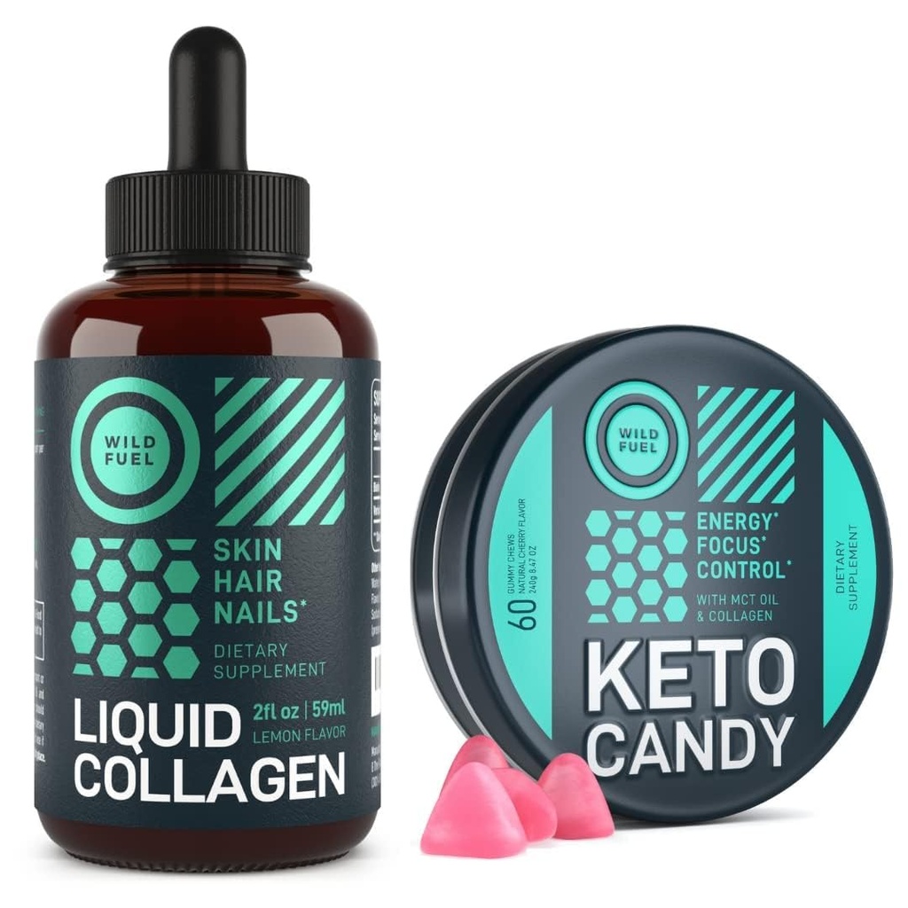 WILD FUEL Liquid Collagen et Keto Candy Beauty and Fitness Bundle