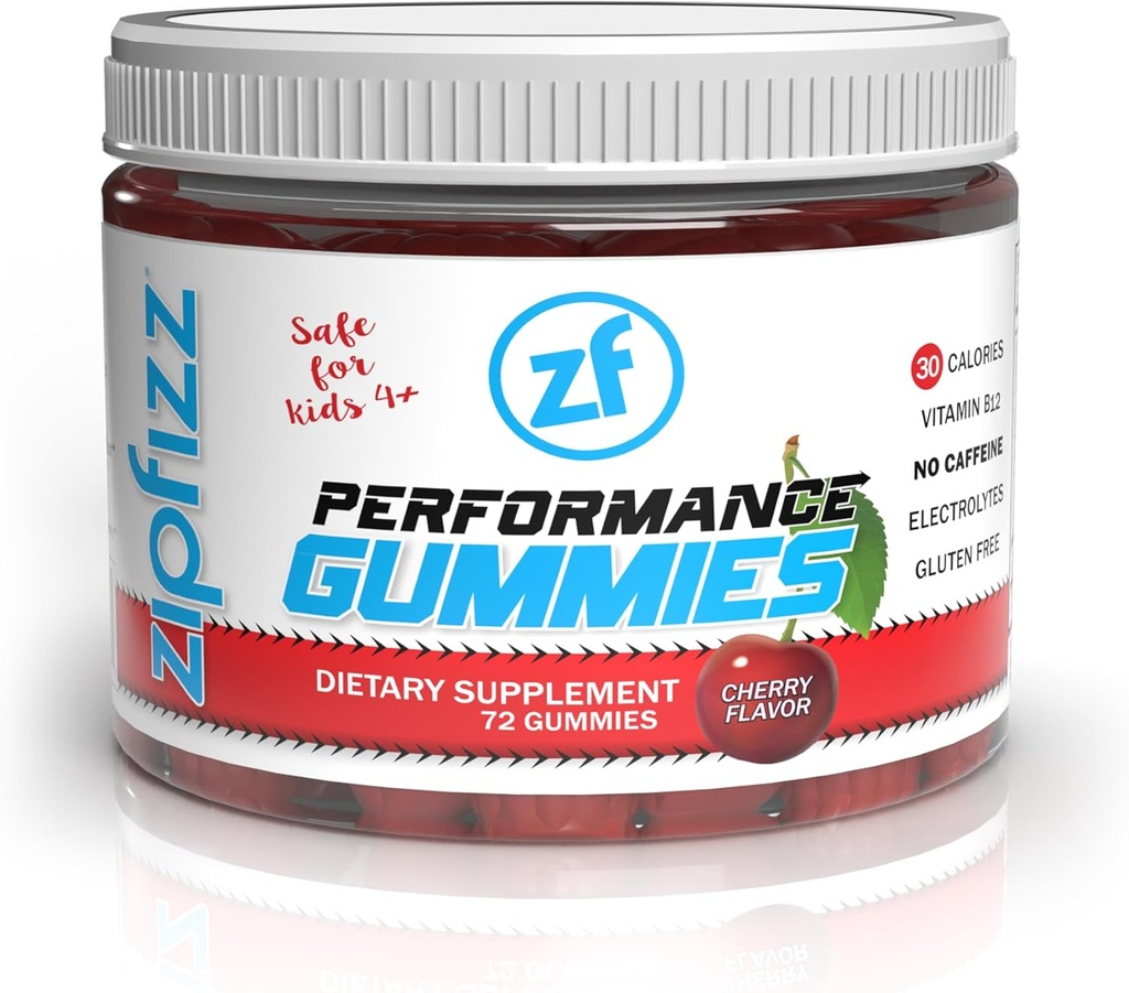 Zipfizz Perform Gummies - Délicieux supplément infusé de fruits avec B6, B12, et vitamine C pour les athlètes âgés de 4 ans et plus 3 Gummies par service, 24 portions soutient l'énergie, l'endurance et la récupération