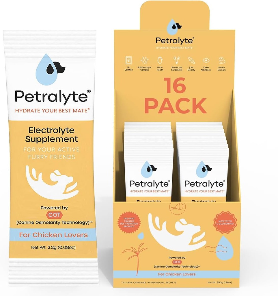 Petralyte Dog Electrolytes and Joint Supplement Support d'hydratation pour chiens avec/Glucosamine, Chondroïtine et plus encore