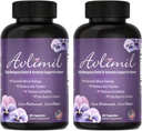 Avlimil® Hormone Balance & Ménopause Relief from Mood Swings, Hot Flashes, Sweat Night et Irritability - Isoflavones, Black Cohosh, Raspberry, Valerian, Sage, Red Clover, Lemon Baume - 2 mois