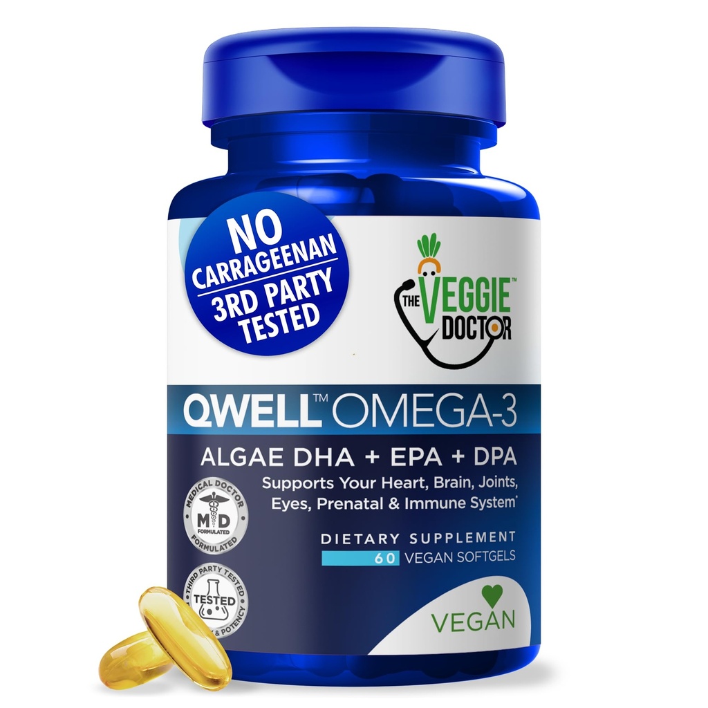 Supplément Vegan Omega 3 – Algae Omega 3 avec DHA EPA DPA – Capsules Vegan de l'algue – Huile de poisson Alternative – Formule d'huile d'algues à base végétale – Non-OGM, sans carrageenan, haute résistance
