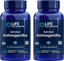 Extension de la durée de vie optimisé Ashwagandha, 150 capsules veg (paquet de 2) - Capsules non OGM, sans gluten et végétariennes