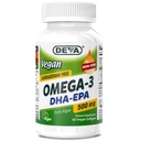 DEVA Vegan Omega-3 DHA-EPA 500MG – Pas de carrageenan, pétrole non-pois dérivé des algues, non-OGM, 60 softgels sans gélatine