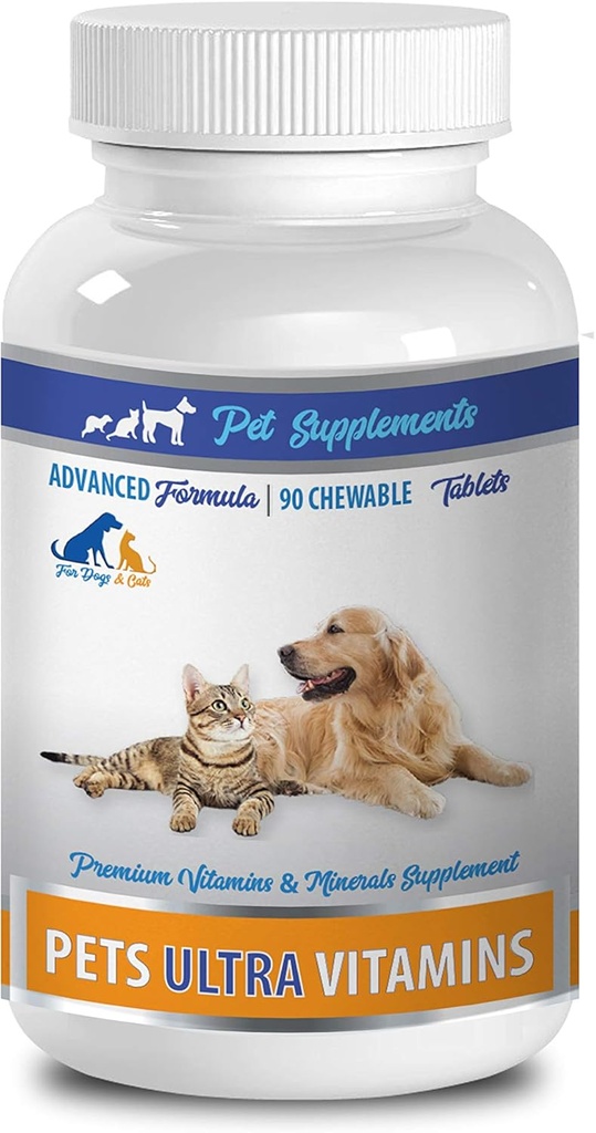 chat Système immunitaire Support - Ultra Vitamines pour animaux de compagnie - Chiens et chats - Minéraux puissants - Supplément de calcium pour chat - 1 bouteille (90 Chews)