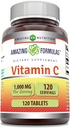 Formules étonnantes Vitamine C 1000 Mg.com Comprimés Suppléments Non-GMO.com Sans gluten Fabriqué aux États-Unis (1 Pack.com 120 Count)