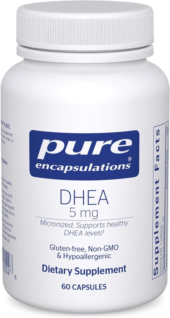 Encapsulations pures DHEA 5 mg - Immune Support et Hormones Balance* - Micronised DHEA - Sans gluten et végétalien - 60 Capsules
