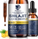 16 en 1 Shilajit goutte liquide en résine, Shilajit W/Ginseng, Turmeric, Rhodiola, Wolfberry, Amla & Vitamines, Shilajit Supplément pour hommes et femmes avec 85+ Minéraux traces et acide fulvic, 1 Fl Oz