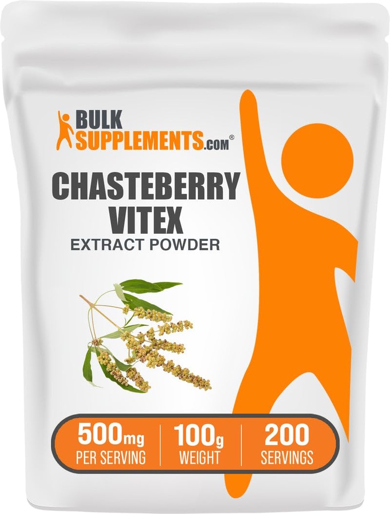 BulkSupplements.com Chasteberry Extract Powder - Chasteberry Sourced from Vitex Berry, Herbal Supplement - Vegan & Gluten Free, 500mg per Serving, 100g (3.5 oz) (Pack of 1)
