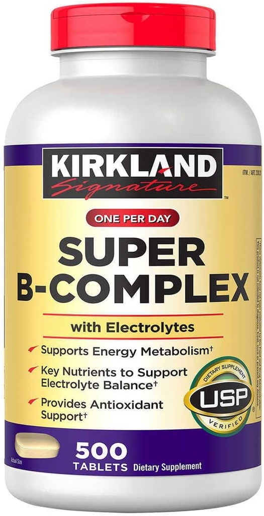 Kirkland Signature Super B-Complex with Electrolytes, 500 Tablets (2 Pack)