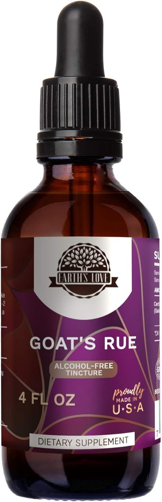 L'amour de la terre - Teinture d'extrait d'herbe sans alcool de la rue de la chèvre, rue de la chèvre super concentrée (Galega officinalis) Herbe séchée (4 Fl Oz)