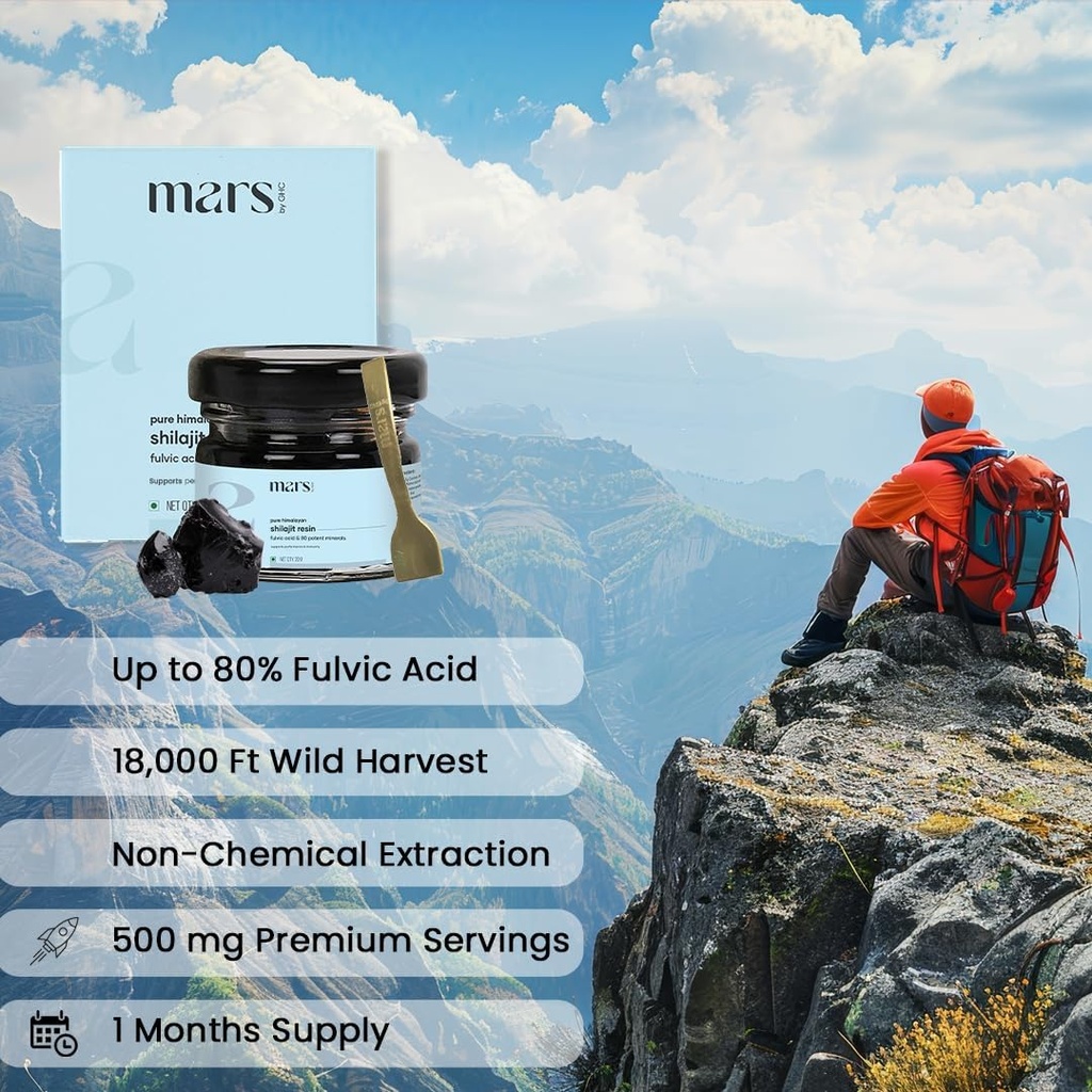 Mars Himalayan Résine Chilajit Organique Résine Naturelle Source de l'Himalaya's Soutient la vitalité, l'énergie et le bien-être global
