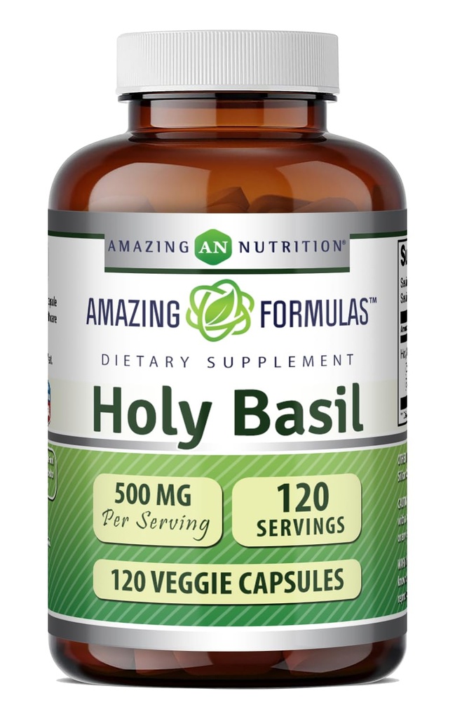 Amazing Formulas Holy Basil Extract 4:1 Supplement | 500 Mg Per Serving | 120 Capsules | Non-GMO | Gluten Free | Made in USA