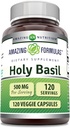 Formules étonnantes Extrait de basilic Saint 4:1 Supplément de 500 Mg par service de 120 Capsules de 100 mg sans gluten Fabriqué aux États-Unis