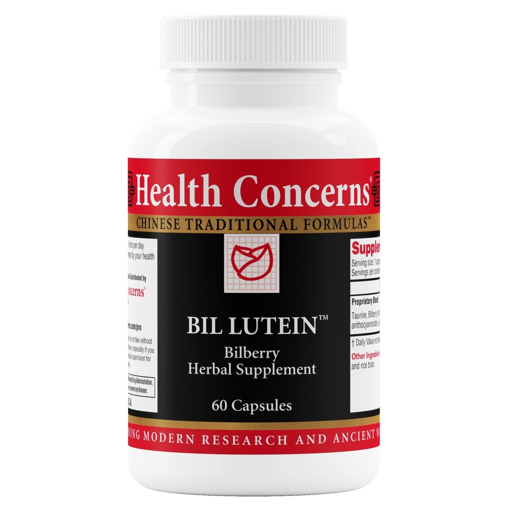 Préoccupations de santé Lutéine bil – Santé oculaire et soutien de la vision – Supplément Lutéine, Bilberry et Taurine – Antioxydants pour la santé rétinienne, vision nocturne, circulation et dégénérescence maculaire – 60 capsules