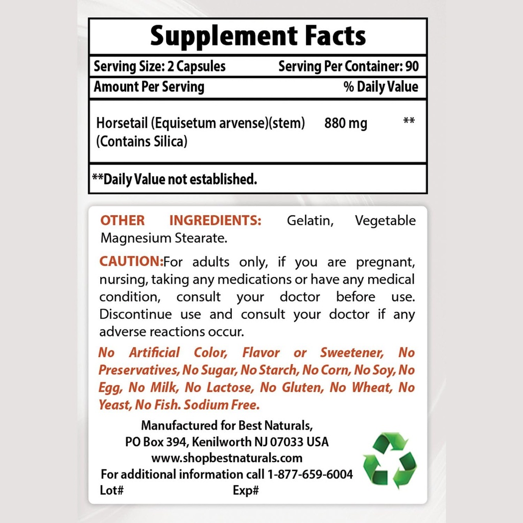 Best Naturals Horsetail 440 mg & Ashwagandha Extract 500 Mg