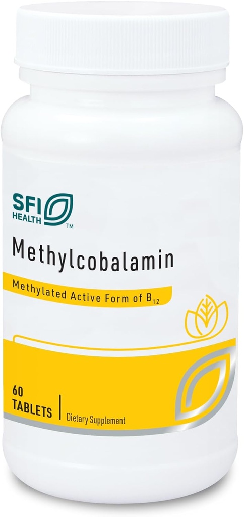 Klaire Labs SFI Health Méthylcobalamine Lozenges - 5000 Microgrammes Vitamine B12 pour le soutien cognitif et cardiovasculaire, le goût de cerise hypoallergénique et naturel (60 comprimés à dissolution rapide)