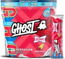 GHOST Packets d'hydratation, Limeade de cerise sonique, 24 bâtons, Poudre d'électrolyte - Supplément de boisson avec Magnésium, Potassium, Calcium, Vitamine C - Vegan Friendly, Sans soja, Sucre et Gluten