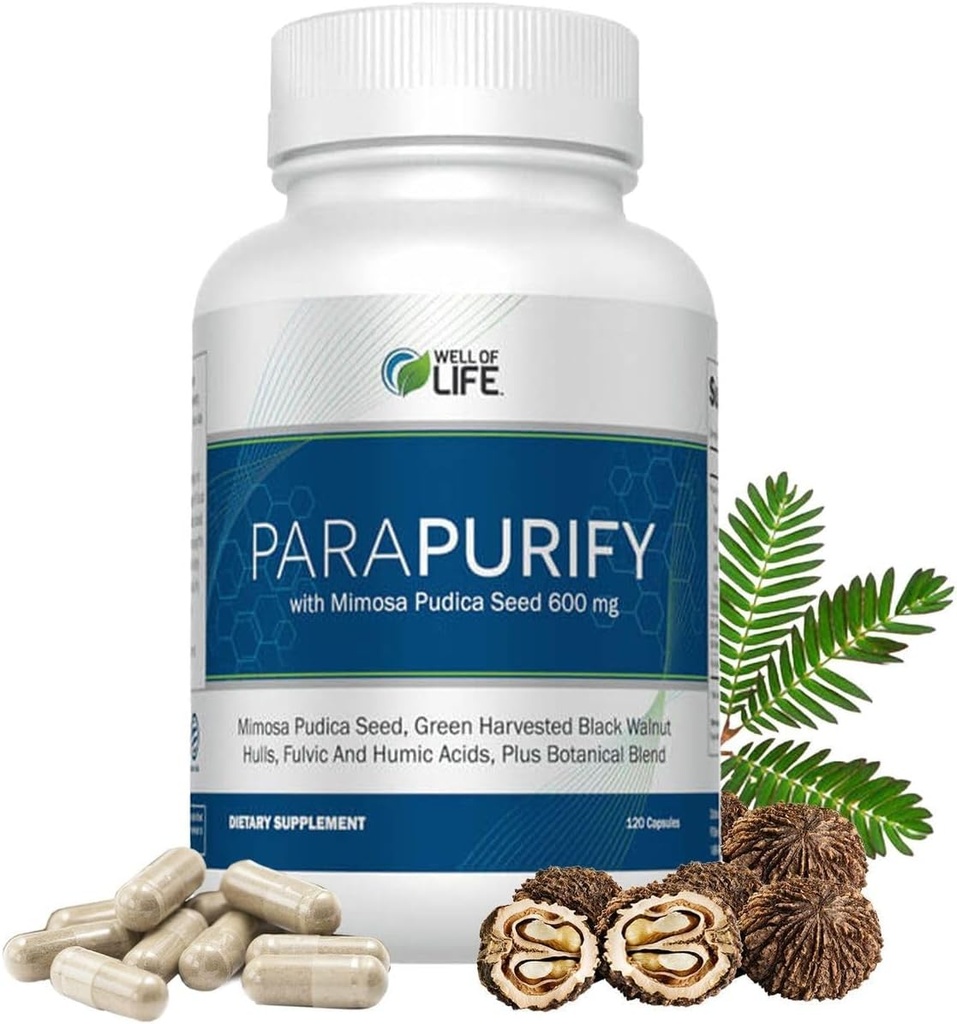 ParaPurify-120 Capsules: Supplément de soutien à la santé digestive comprend Mimosa Pudica Black Walnut Supreme Nutrition- formule biologique, mélange à base de plantes non-OGM tout-naturel pour la santé optimale Gut