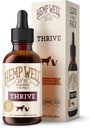 Hemp Well Thrive Oil pour chiens et chats – soutient la santé de la hanche, des articulations et du cœur, favorise le soutien immunitaire, renforce la peau et le manteau, biologiquement d'origine – 2 onces