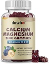Calcium Magnésium Zinc Gummies pour femmes, supplément calcium à croquer 1000 mg Vitamine D3 & K2, santé des os et des nerfs, fonction musculaire, soutien immunitaire et soulagement du stress, Blueberry Flavor, 60 Ct