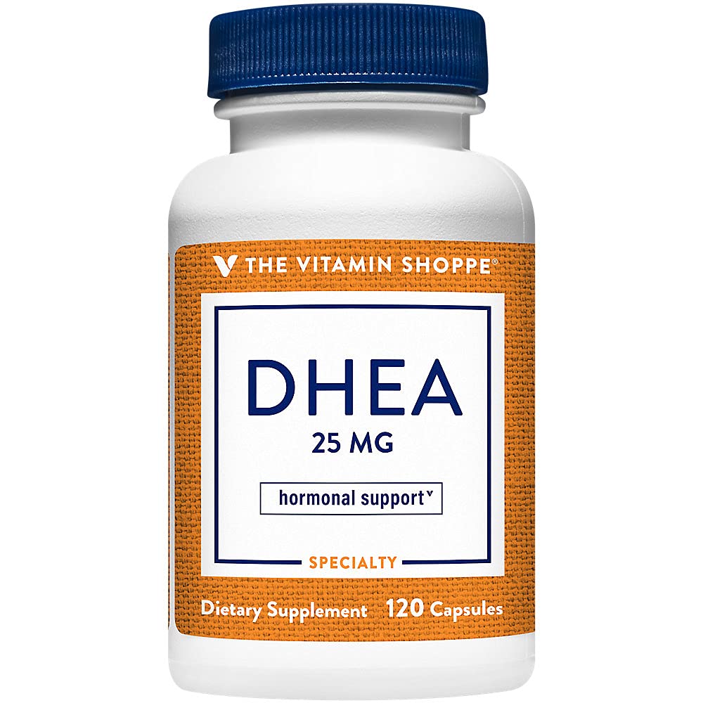The Vitamine Shoppe DHEA 25MG, Aide au vieillissement hormonal et en santé pour les hommes et les femmes, une fois par jour (120 capsules)