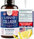 Supplément de peptides de collagène liquide concentré - 30 000 mcg Collagène liquide hydrolysé pour les femmes plus Biotine Hair, Skin, Nail Support - gouttes directes sublinguales ou dans les boissons - Boissons de citron naturel 2 oz