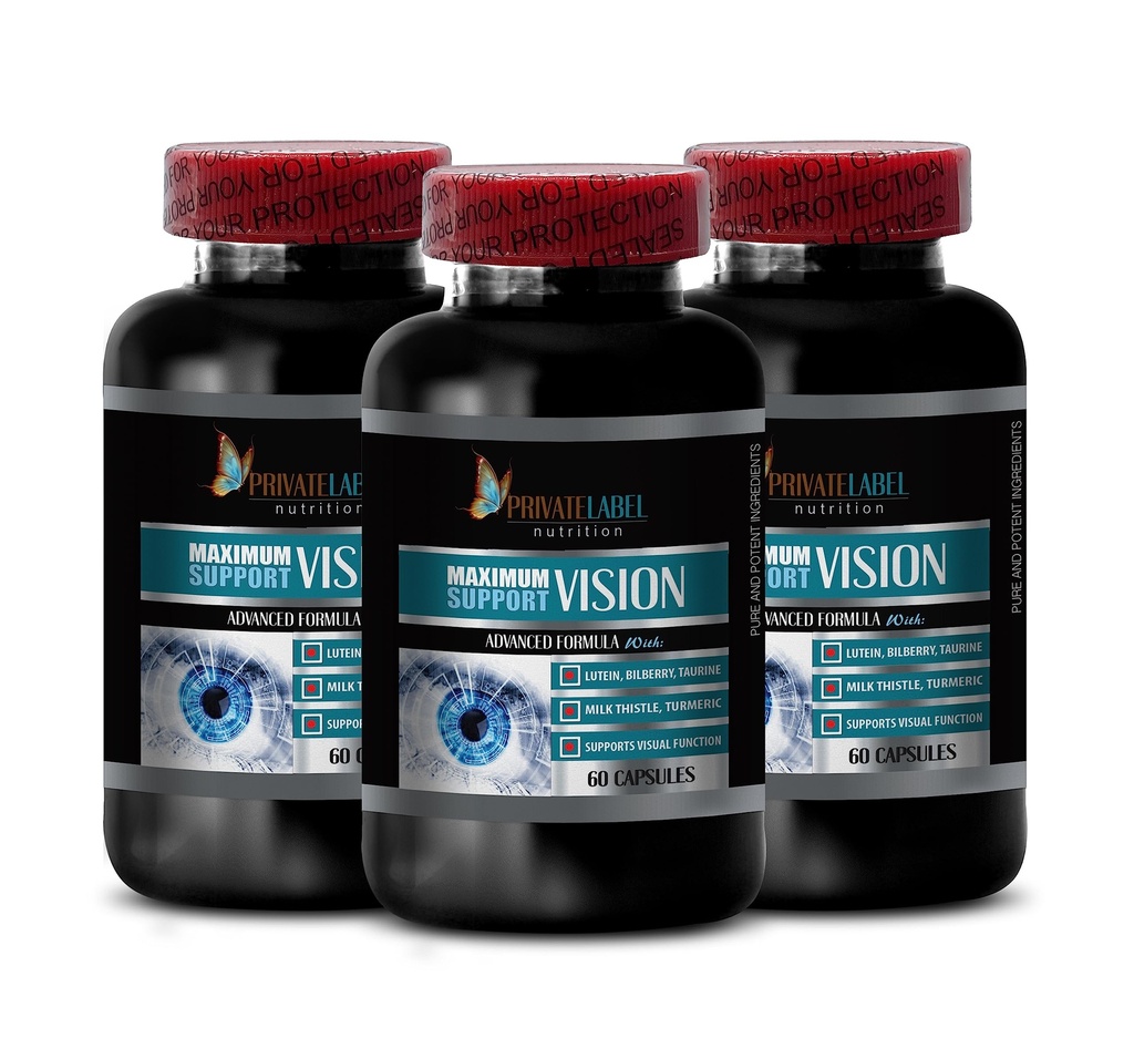 Extrait de graines de raisin bio - AVANCED VISION FORMULA - acide aminé taurine, Améliore Vision, Lutéine et Zeaxanthin, compléments oculaires organiques pour les adultes de plus de 50 ans, chardon de lait bio - 3 bouteilles 180Caps