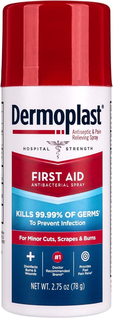 Vaporisateur de premiers soins de dermoplaste, pulvérisateur analgésique et antiseptique pour petites coupures, éraflures et brûlures, 2.75 Ounce (paquetage May Vary)