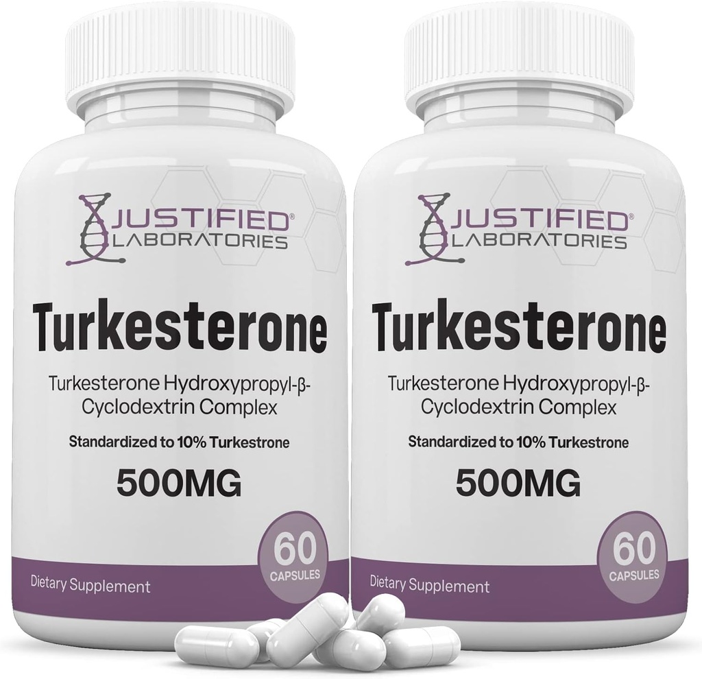 Laboratoires justifiés (2 Pack Turkesterone 500mg 10% Standardisé Augmenter naturellement Stamina Endurance Strength 120 Capsules