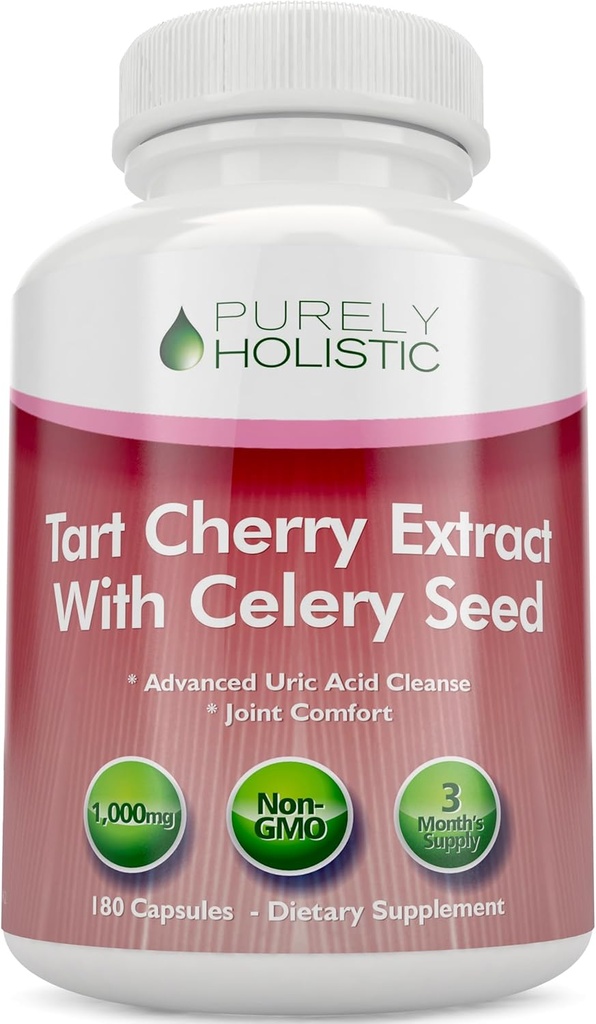 Capsules d'extrait de tart cerise 1000mg - 180 Capsules, 3 mois d'approvisionnement - Mélanger avec la poudre de tart cerise et de céleri